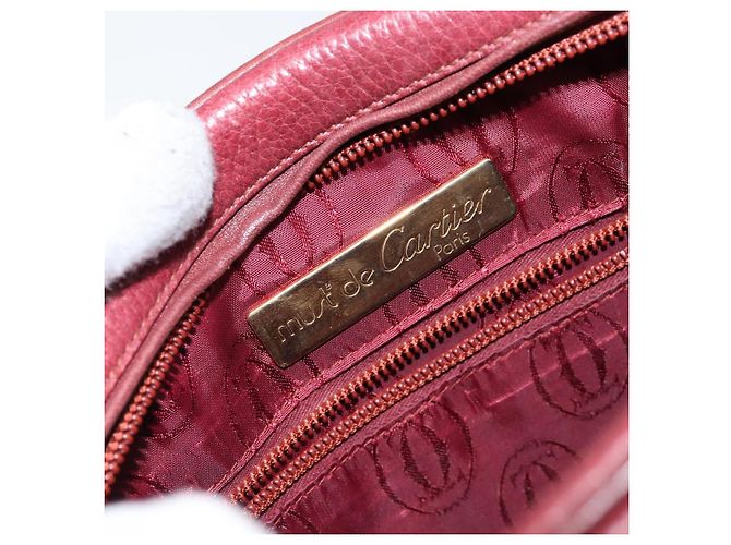 Cartier Borsa a spalla Must Line in pelle bordeaux e oro Auth bs29989 D'oro Bordò - vista 19