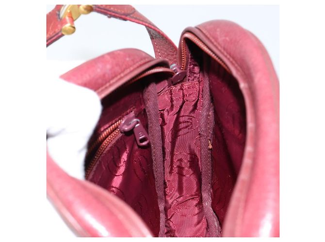 Cartier Borsa a spalla Must Line in pelle bordeaux e oro Auth bs29989 D'oro Bordò - vista 20