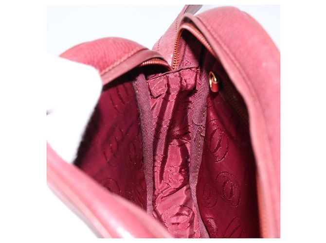 Cartier Borsa a spalla Must Line in pelle bordeaux e oro Auth bs29989 D'oro Bordò - vista 21