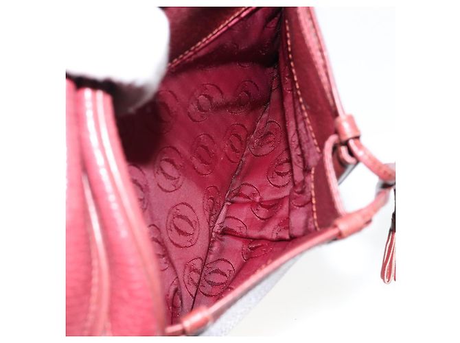 Cartier Borsa a spalla Must Line in pelle bordeaux e oro Auth bs29989 D'oro Bordò - vista 23
