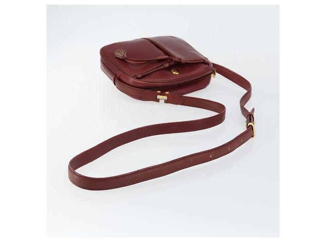 Cartier Borsa a spalla Must Line in pelle bordeaux e oro Auth bs29989 D'oro Bordò - vista 7