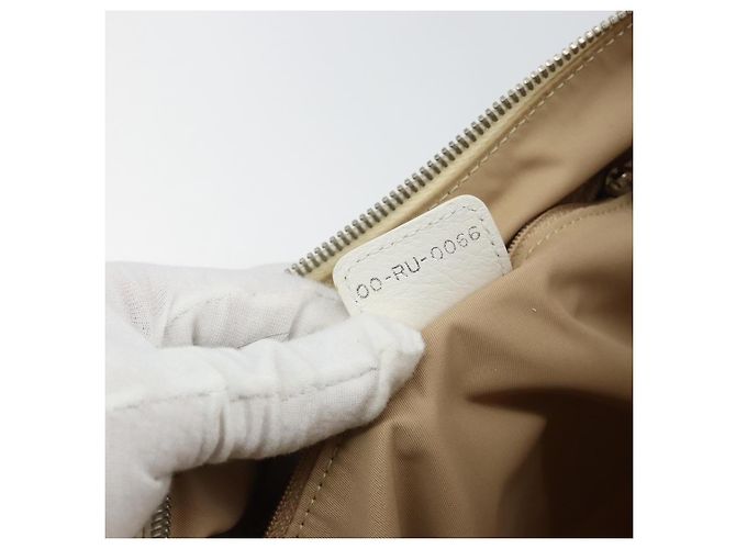 Borsa a Spalla in Tela Trotter Christian Dior Bianco Oro Auth ep11056 - vista 12