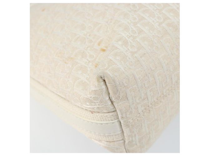 Borsa a Spalla in Tela Trotter Christian Dior Bianco Oro Auth ep11056 - vista 15
