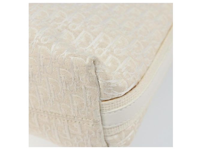 Borsa a Spalla in Tela Trotter Christian Dior Bianco Oro Auth ep11056 - vista 16