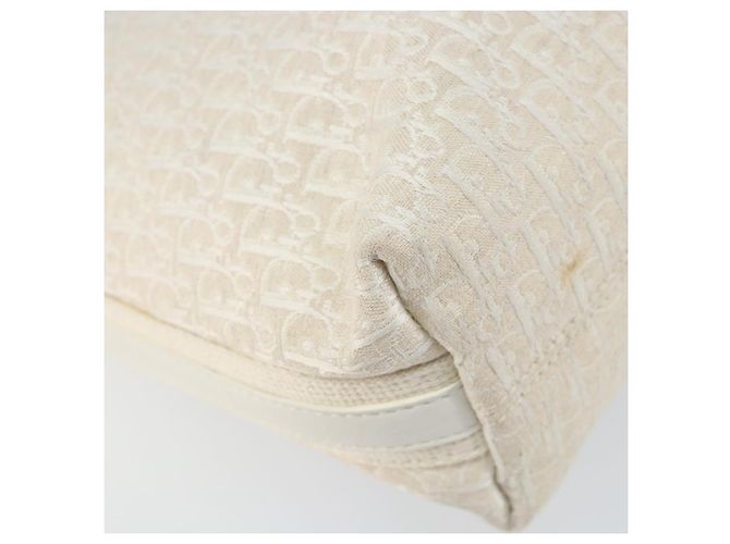 Borsa a Spalla in Tela Trotter Christian Dior Bianco Oro Auth ep11056 - vista 17