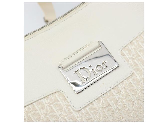 Borsa a Spalla in Tela Trotter Christian Dior Bianco Oro Auth ep11056 - vista 18