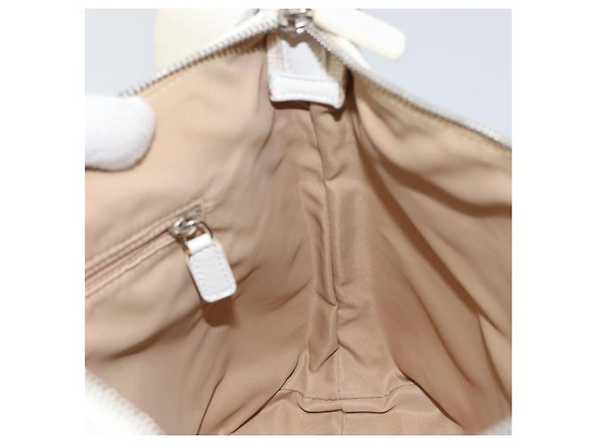 Borsa a Spalla in Tela Trotter Christian Dior Bianco Oro Auth ep11056 - vista 20