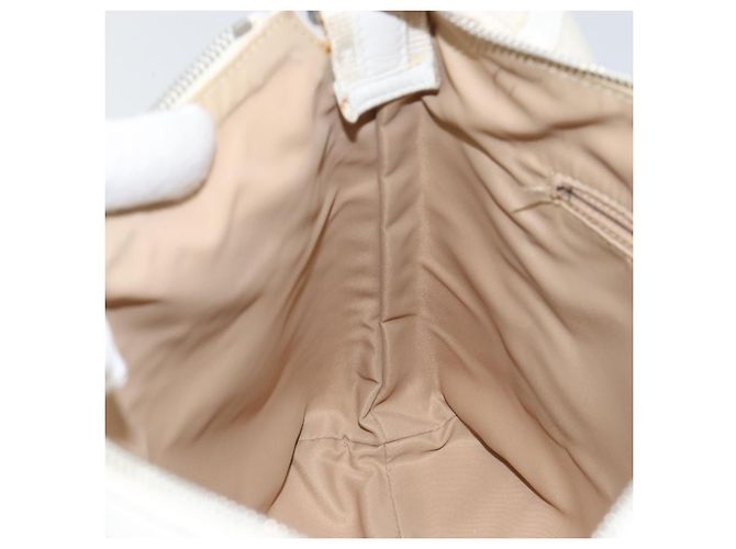 Borsa a Spalla in Tela Trotter Christian Dior Bianco Oro Auth ep11056 - vista 21