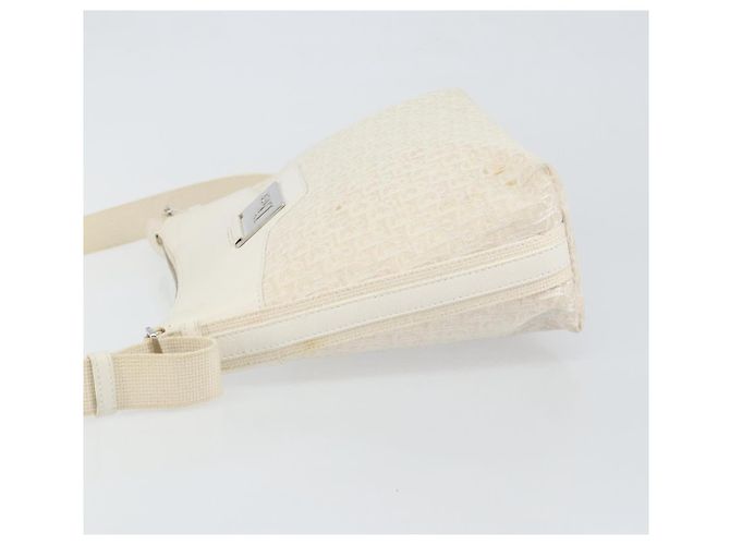 Borsa a Spalla in Tela Trotter Christian Dior Bianco Oro Auth ep11056 - vista 4