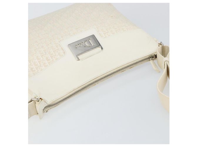 Borsa a Spalla in Tela Trotter Christian Dior Bianco Oro Auth ep11056 - vista 6