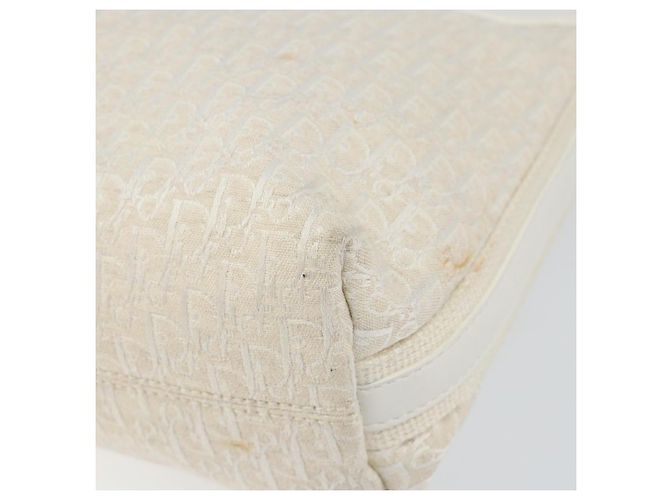 Borsa a Spalla in Tela Trotter Christian Dior Bianco Oro Auth ep11056 - vista 8
