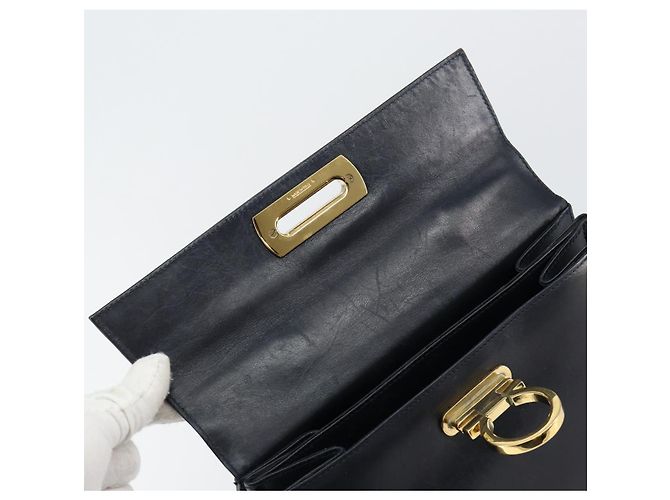 Borsa a mano Gancini in pelle blu navy e oro Auth 146338 di Salvatore Ferragamo D'oro - vista 10