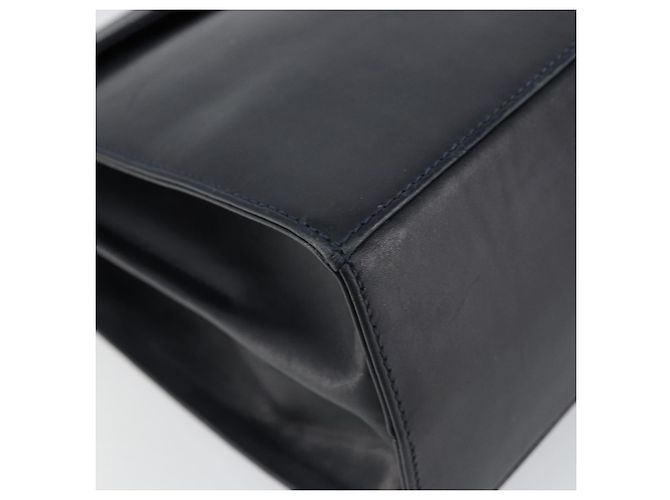 Borsa a mano Gancini in pelle blu navy e oro Auth 146338 di Salvatore Ferragamo D'oro - vista 14