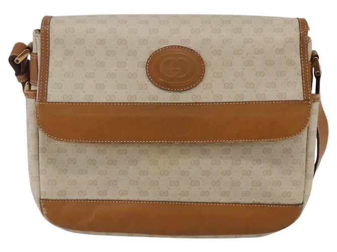 Gucci Borsa a spalla Micro GG Supreme in PVC Bianco Oro Auth BA6748 D'oro - vista 13