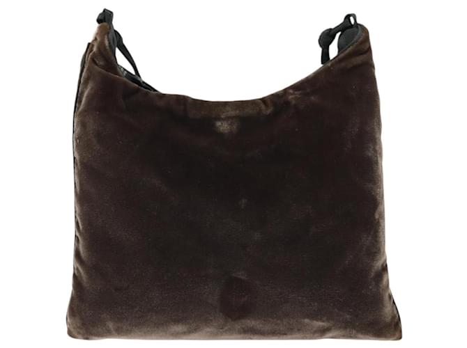 Borsa a Spalla PRADA Velluto Marrone Auth am9681 - vista 13