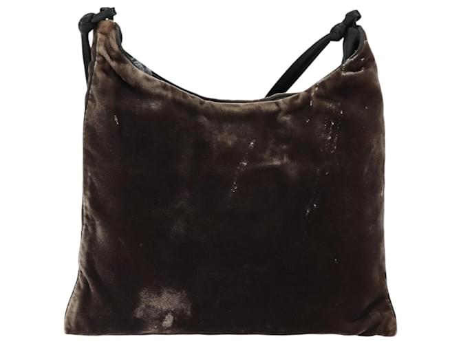 Borsa a Spalla PRADA Velluto Marrone Auth am9681 - vista 2