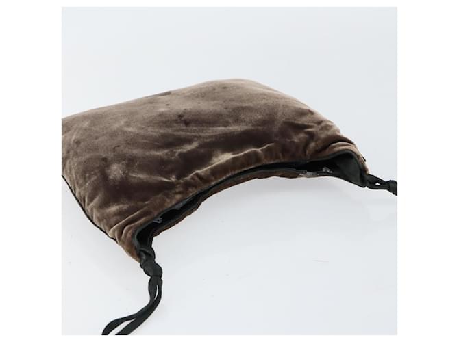 Borsa a Spalla PRADA Velluto Marrone Auth am9681 - vista 6