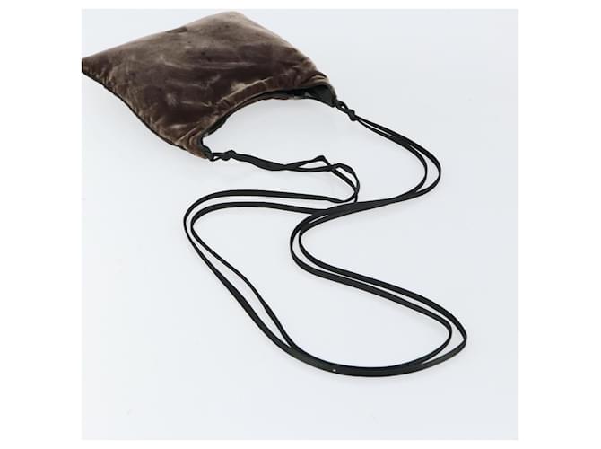 Borsa a Spalla PRADA Velluto Marrone Auth am9681 - vista 7