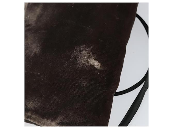 Borsa a Spalla PRADA Velluto Marrone Auth am9681 - vista 9