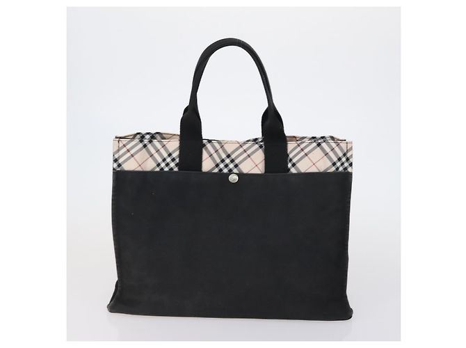 Bulgari Borsa Tote BVLGARI Burberry Nova Check in nylon e tela 2 pezzi nero beige Auth 152213 - vista 2