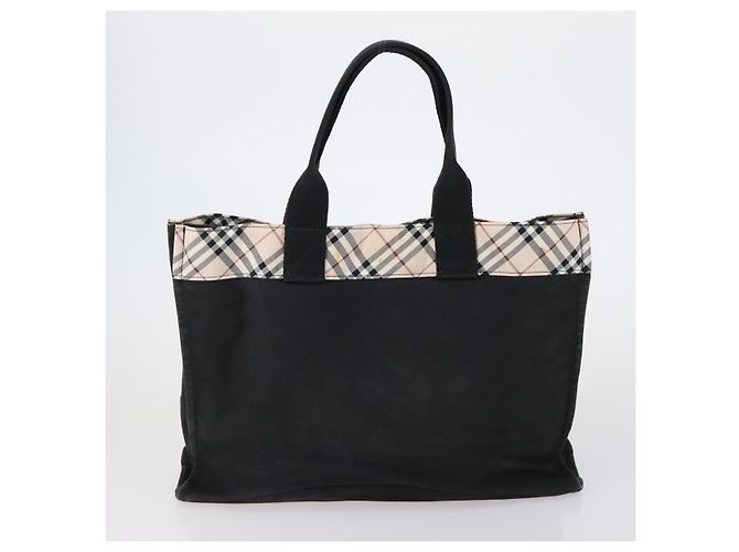 Bulgari Borsa Tote BVLGARI Burberry Nova Check in nylon e tela 2 pezzi nero beige Auth 152213 - vista 3