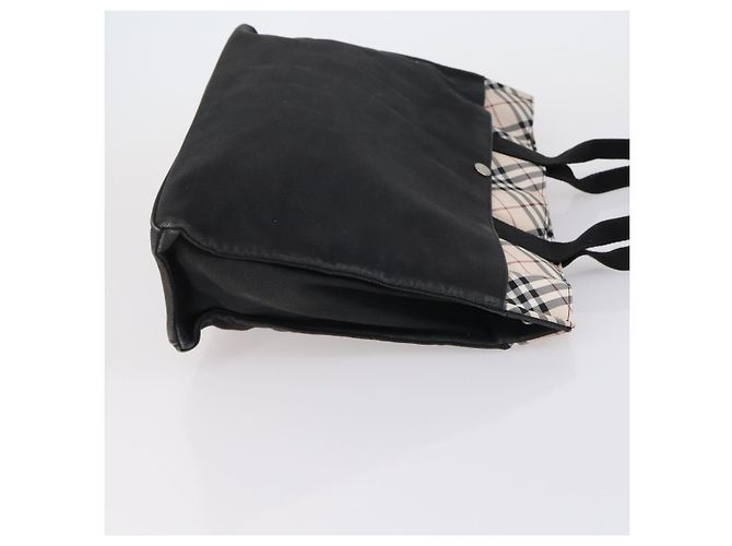 Bulgari Borsa Tote BVLGARI Burberry Nova Check in nylon e tela 2 pezzi nero beige Auth 152213 - vista 4