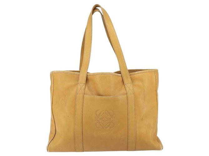 LOEWE Borsa Tote Anagram Pelle Beige Oro Auth 149645 D'oro - vista 13