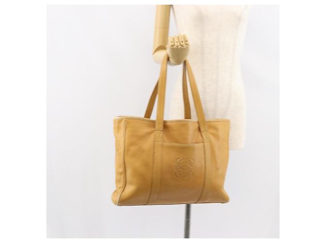 LOEWE Borsa Tote Anagram Pelle Beige Oro Auth 149645 D'oro - vista 22