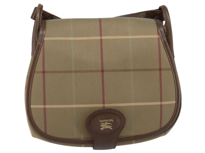 Autre Marque Borsa a Spalla Burberrys Nova Check in Tela Beige Oro Auth th6370 D'oro - vista 13