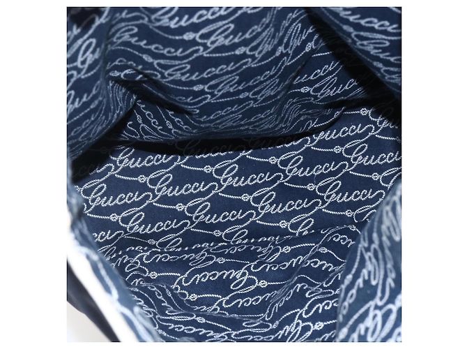 Borsa Tote GUCCI in nylon e pelle blu navy 170008 Auth BA6786 - vista 11