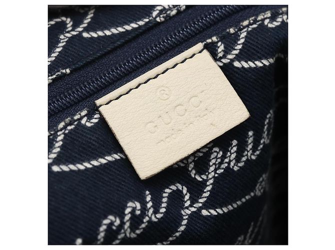 Borsa Tote GUCCI in nylon e pelle blu navy 170008 Auth BA6786 - vista 17