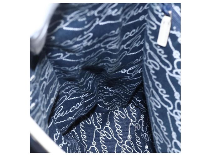 Borsa Tote GUCCI in nylon e pelle blu navy 170008 Auth BA6786 - vista 19