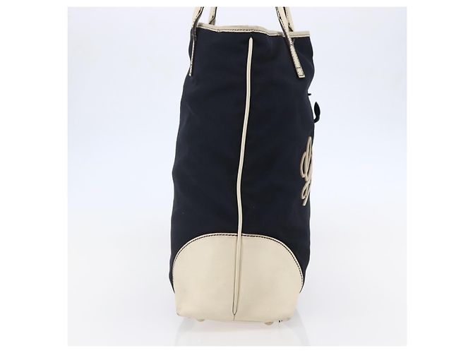 Borsa Tote GUCCI in nylon e pelle blu navy 170008 Auth BA6786 - vista 3