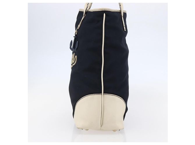 Borsa Tote GUCCI in nylon e pelle blu navy 170008 Auth BA6786 - vista 4