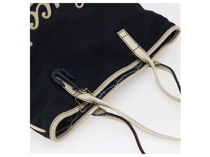 Borsa Tote GUCCI in nylon e pelle blu navy 170008 Auth BA6786 - vista 6