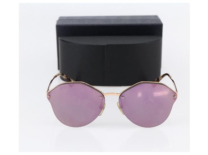 Occhiali da sole PRADA metallo plastica Viola Champagne Oro Auth BA6880 D'oro Porpora - vista 11