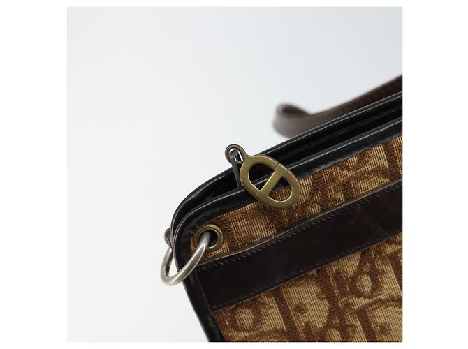 Bolsa de Ombro em Lona Trotter Christian Dior Marrom Dourado Auth BA6578 - vista 10