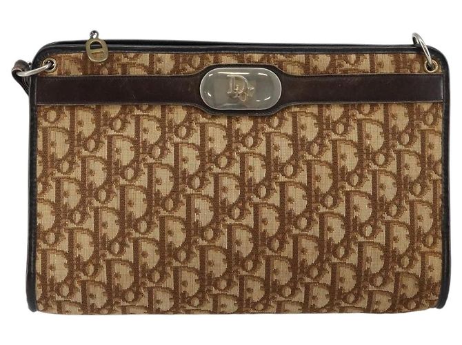 Bolsa de Ombro em Lona Trotter Christian Dior Marrom Dourado Auth BA6578 - vista 13