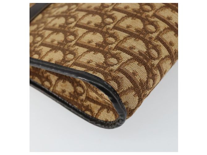 Bolsa de Ombro em Lona Trotter Christian Dior Marrom Dourado Auth BA6578 - vista 14