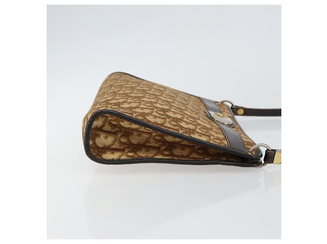 Bolsa de Ombro em Lona Trotter Christian Dior Marrom Dourado Auth BA6578 - vista 3
