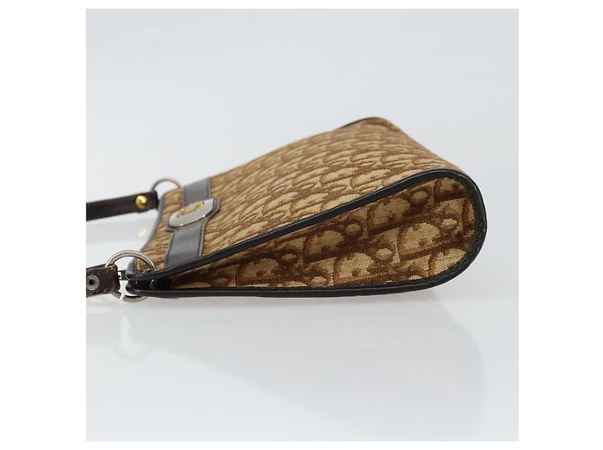 Bolsa de Ombro em Lona Trotter Christian Dior Marrom Dourado Auth BA6578 - vista 4