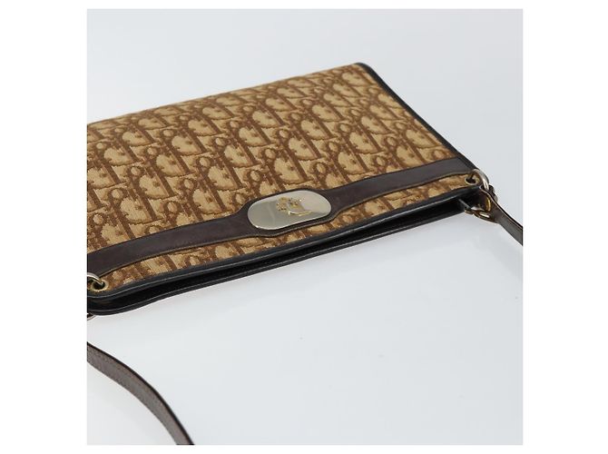 Bolsa de Ombro em Lona Trotter Christian Dior Marrom Dourado Auth BA6578 - vista 6