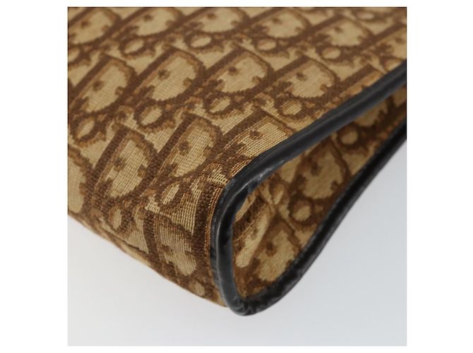 Bolsa de Ombro em Lona Trotter Christian Dior Marrom Dourado Auth BA6578 - vista 9