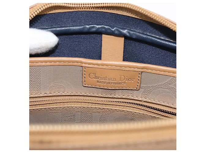 Borsa a Spalla in Tela Trotter Christian Dior Beige Oro Auth ep11416 D'oro - vista 11