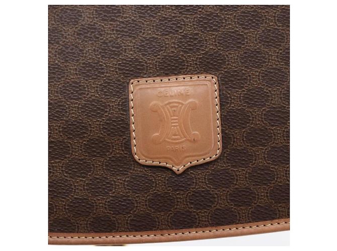 Céline Borsa a Spalla in Tela Macadam CELINE in Pelle PVC Marrone Oro Auth BA7049 D'oro - vista 17