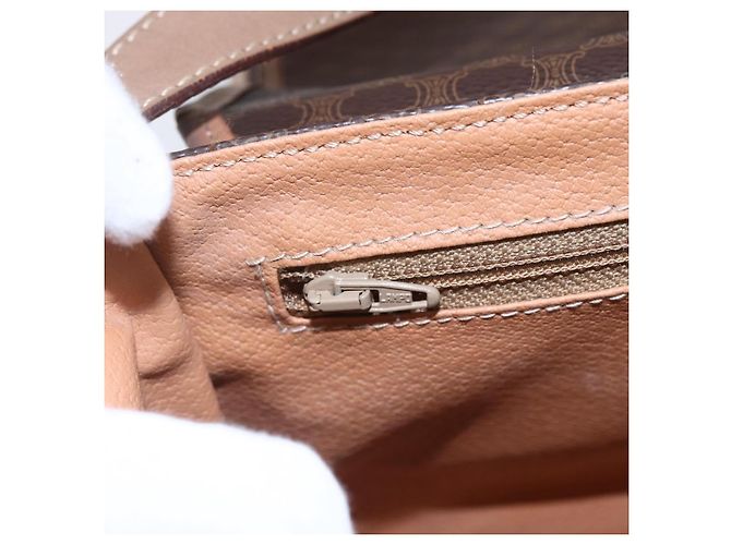 Céline Borsa a Spalla in Tela Macadam CELINE in Pelle PVC Marrone Oro Auth BA7049 D'oro - vista 18