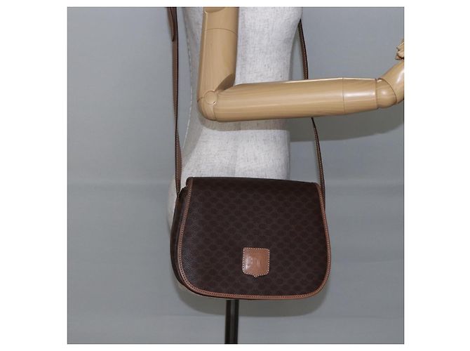 Céline Borsa a Spalla in Tela Macadam CELINE in Pelle PVC Marrone Oro Auth BA7049 D'oro - vista 22