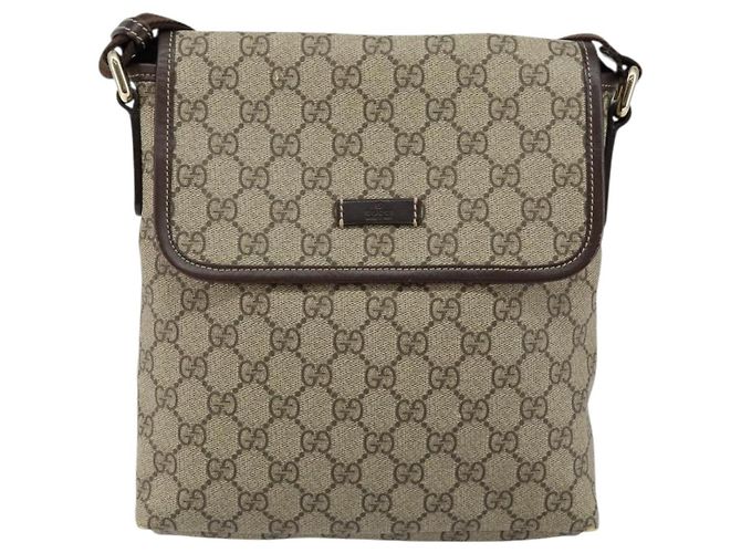 Gucci Borsa a Spalla GG Supreme in PVC Pelle Beige 223666 Auth ep11388 - vista 13