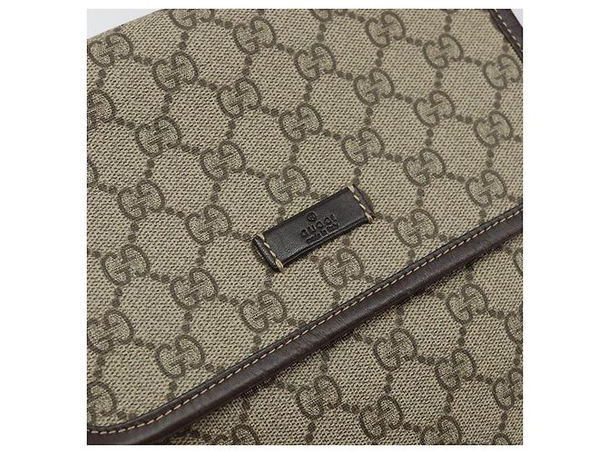 Gucci Borsa a Spalla GG Supreme in PVC Pelle Beige 223666 Auth ep11388 - vista 17