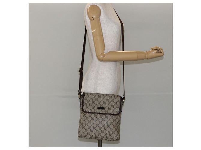 Gucci Borsa a Spalla GG Supreme in PVC Pelle Beige 223666 Auth ep11388 - vista 22